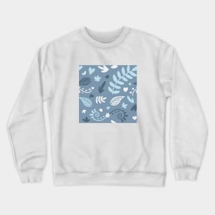 Cute Blue Leaf Nature Pattern Crewneck Sweatshirt